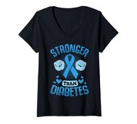 Mujer Más Fuerte Que la Diabetes Camiseta Cuello V