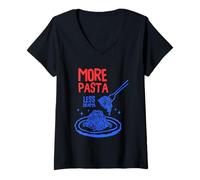 Mujer Más pasta menos drama Cita divertida de comida Camiseta Cuello V