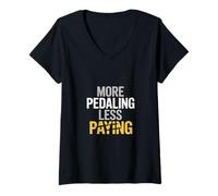 Mujer Más Pedaleando Menos Pagar Viajes en Bicicleta Camiseta Cuello V