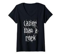 Mujer Más Perezoso Que una Roca Camiseta Cuello V