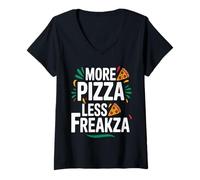 Mujer Más pizza menos freakza pizza amantes de la comida citas de Camiseta Cuello V