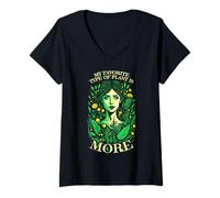 Mujer Más Plantas Amante de Las Plantas Jardinero Chica Jardinería Mujeres Camiseta Cuello V