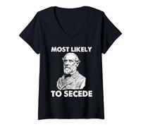 Mujer Más Probable Que separe la Guerra Civil Historia Humor Retrato Arte Camiseta Cuello V