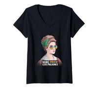 Mujer Más ropa Pride Less Prejudice LGBTQ Rainbow Jane Camiseta Cuello V