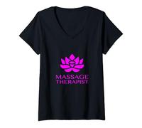 Mujer Masajista Lotus Masajista Masajista Flor Holística Camiseta Cuello V