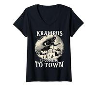 Mujer Máscara de Krampus | Kramperl T | Carrera Bartl Perchten | Camiseta Cuello V