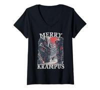 Mujer Máscara de Krampus | Kramperl T | Carrera Bartl Perchten | Camiseta Cuello V