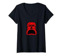 Mujer Máscara de teatro tradicional japonesa Camiseta Cuello V