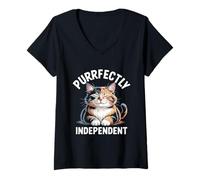 Mujer Mascota felina, amante de los gatos, maullidos, adoran a los gatos Camiseta Cuello V