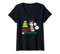 Mujer Mascotas Feliz Feliz Todo Diversión Vacacional Camiseta Cuello V