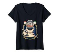 Mujer Mask ON Focus Esgrima Entreno Equipo Camiseta Cuello V