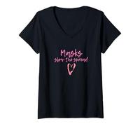 Mujer Masks Slow The Spread Cute Pink Heart Face Mask For Girls Camiseta Cuello V