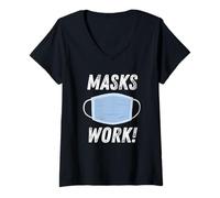Mujer Masks Work Wear a Face Mask & Social Distance & Hygiene Camiseta Cuello V