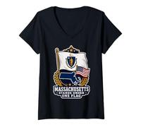 Mujer Massachusetts Stands Under One Flag Camiseta Cuello V