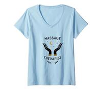 Mujer Massage Therapist Celestial Hands Minimal SPA Graphic Camiseta Cuello V