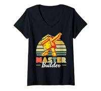 Mujer Master Builder - Bloque de construcción de ladrillos vintage Camiseta Cuello V