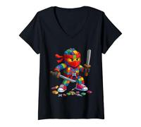 Mujer Master Builder Ninja Building Blocks Brick Builders Boys Kid Camiseta Cuello V