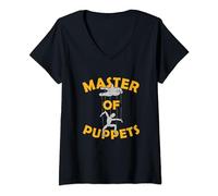 Mujer Master of Puppets Shadow Play Ventriloquist Performance Art Camiseta Cuello V
