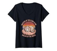 Mujer Masters of the Slow Blink Rulers of the House, mascota amante de los gatos Camiseta Cuello V