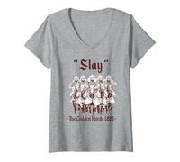 Mujer Mata a la Horda de 1225 Imperio Mongol Genghis Khan Camiseta Cuello V