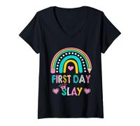 Mujer Matanza del Primer día para Estudiantes Escolares - Funny Back to School Camiseta Cuello V