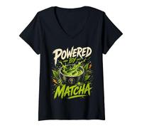 Mujer Matcha Green Japanese Tea Drink Beverage Humor Camiseta Cuello V