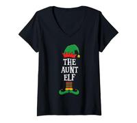 Mujer Matching Family Group Funny Xmas I'm The Aunt Elf Christmas Camiseta Cuello V