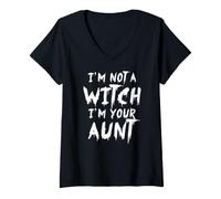 Mujer Matching Family No Soy una Bruja de Halloween, Soy tu tía Camiseta Cuello V