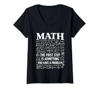 Mujer Matemáticas El Primer Paso es admitir Que Tienes un Problema Broma Camiseta Cuello V