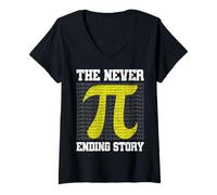 Mujer Matemáticas Nerd Pi La Historia interminable Profesor de matemáticas Camiseta Cuello V