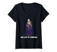 Mujer Mater Dolorosa Nuestra Señora de los Dolores Virgen María Católica Camiseta Cuello V