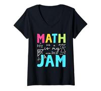 Mujer Math Is My Jam Divertido Profesor de matemáticas Que regresa a la Escuela Camiseta Cuello V