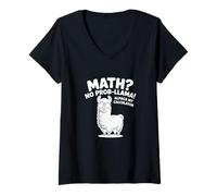 Mujer Math No Prob llama Alpaca My Calculator Divertido profesor de matemáticas Camiseta Cuello V