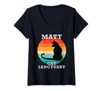 Mujer Matt Cat Sanctuary Group Familia Reunión Nombre Camiseta Cuello V