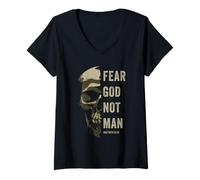 Mujer Matthew 10:2 Fear God Not Man - Christian Faith Bible Gospel Camiseta Cuello V