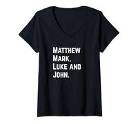 Mujer Matthew Mark Luke y John Christian Nombres Camiseta Cuello V