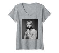 Mujer Maurice Gibb de los Bee Gees Retrato 1970 Camiseta Cuello V
