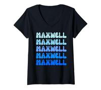 Mujer Maxwell Retro Name Stack Design Camiseta Cuello V