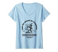 Mujer May My Coffee Be Stronger Than My Child’s Attitude Camiseta Cuello V
