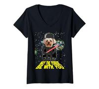 Mujer May The Yorkie Be with You | Camisa Divertida Yorkie Camiseta Cuello V