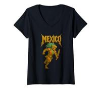 Mujer Maya Azteca Antigua Mitología Jaguar Guerrero Dios Mexicano Camiseta Cuello V