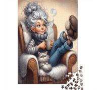 Mujer Mayor acogedora Puzzle De 1000 Piezas Puzzle Arte Entretenimiento Creativo Adultos Y Niños A Partir De 12 Año 70x50cm/1000pcs