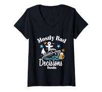 Mujer Mayormente Malas Decisiones Destin Spring Break Camiseta Cuello V