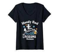 Mujer Mayormente Malas Decisiones Montana Spring Break Camiseta Cuello V