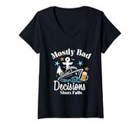 Mujer Mayormente Malas Decisiones Sioux Falls Vacaciones de Primavera Camiseta Cuello V