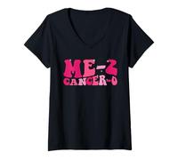 Mujer Me 2 Cáncer 0 I Beat Cancer Twice Groovy Retro Survivor Cute Camiseta Cuello V