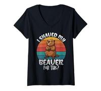 Mujer Me afeité a mi Castor para Este Divertido Juego de Palabras de Humor para Adultos Camiseta Cuello V