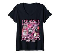 Mujer Me afeité mis Solapas para Este Divertido Gato de Viaje de Bootleg Girls Camiseta Cuello V