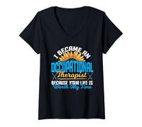 Mujer Me convertí en terapeuta ocupacional porque tu vida es hierba Camiseta Cuello V
