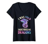 Mujer Me dijeron Que habría Dragones Funny REN Faire Camiseta Cuello V